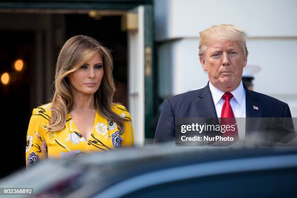 President Donald Trump and First Lady Melania Trump welcomed Prime Minister Narendra Modi of India, at the South Portico of the White House, on...