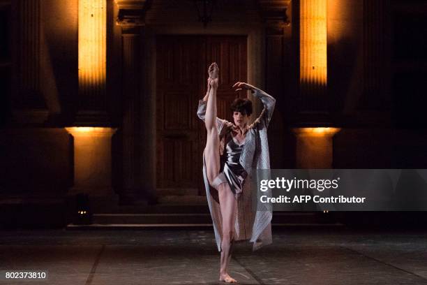 Marie Claude Pietragalla performs as the Marquessa Cibo during a dress rehearsal of "Lorenzaccio" by French poet and playwright Alfred de Musset at...