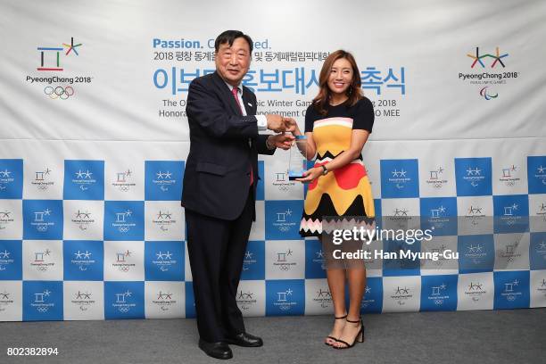 Golfer Bo-Mee Lee aka Lee Bo-Mee is appointed honorary ambassador for the 2018 PyeongChang Olympic Games on June 27, 2017 in Seoul, South Korea.