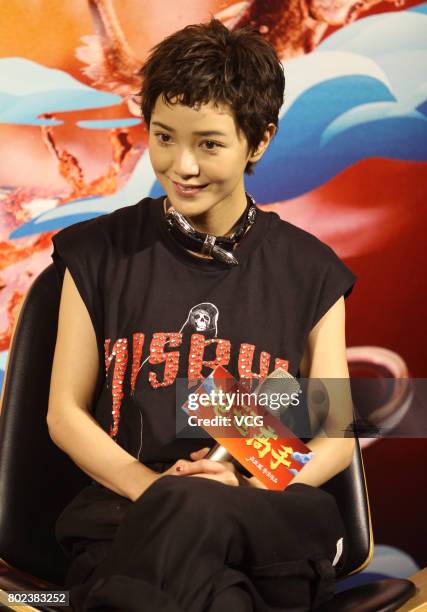 Actress Amber Kuo attends the fans meeting of film "The One" on June 27, 2017 in Wuhan, Hubei Province of China.