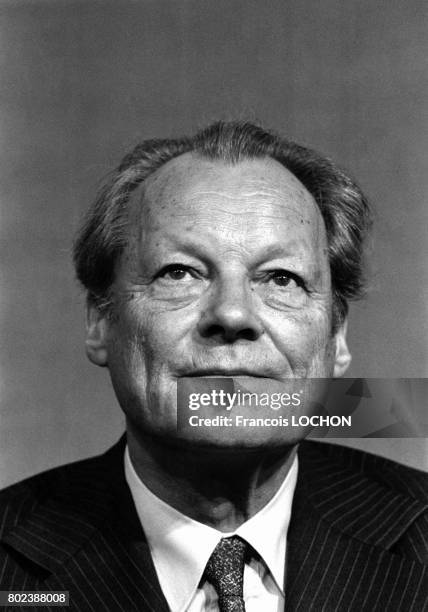 Portrait de Willy Brandt, homme politique allemand, le 25 mai 1979 à Paris, France.