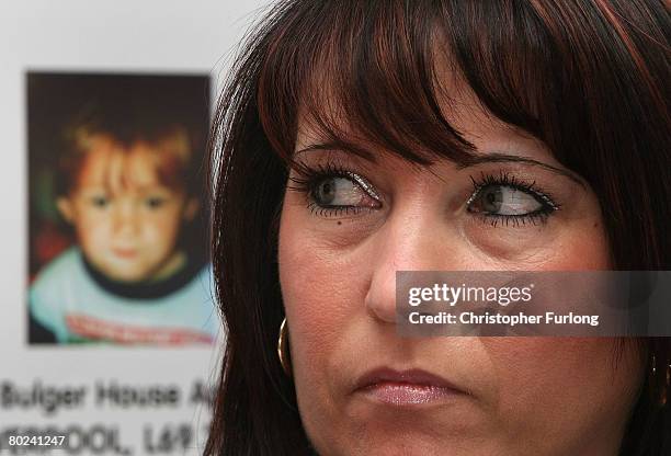 Denise Fergus, the mother of murdered two-year-old James Bulger, attends a press conference to launch an appeal to raise funds for bullied children...