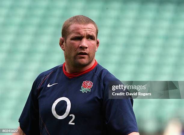 Phil Vickery, the England captain pictured during the England training session held at Twickenham Stadium on March 14, 2008 in Twickenham, England.