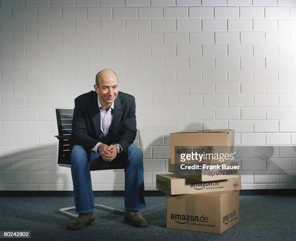 Of Amazon Jeff Bezos poses for a portrait shoot in Munich for Vanity Fair magazine on October 2, 2007.