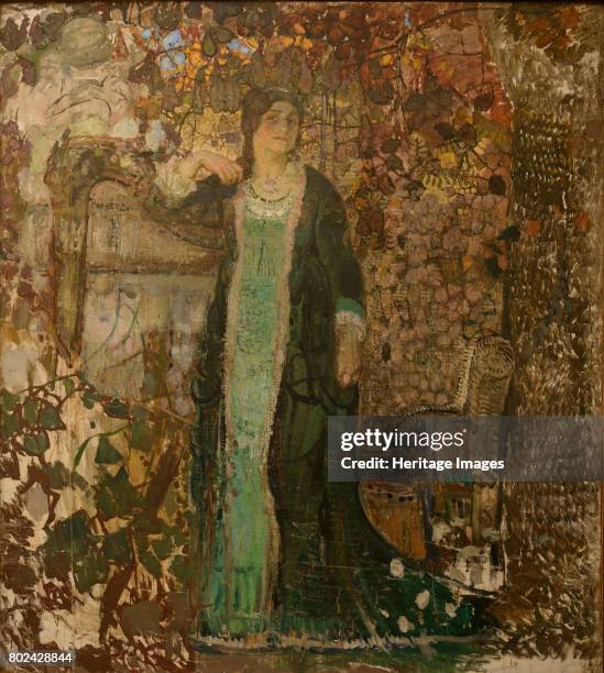 Harpist. Portrait of Tatiana Sergeevna Bartseva , 1908. Found in the collection of State A. Radishchev Art Museum, Saratov.