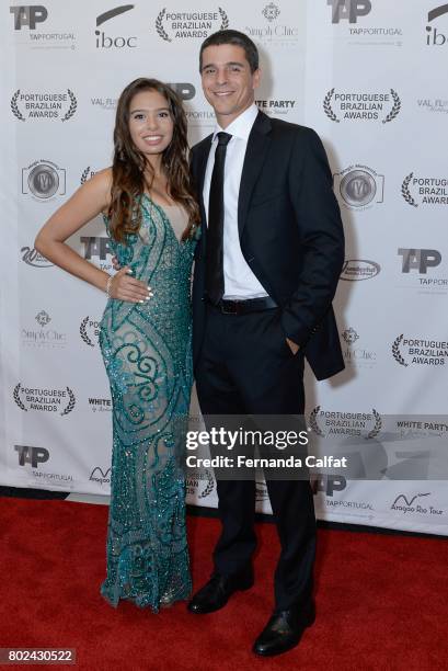 Emilia Pedersen and Diogo Boni attend at Portuguese Brazilian Awards 2017 at Bruno Walter Auditorium on June 27, 2017 in New York City.