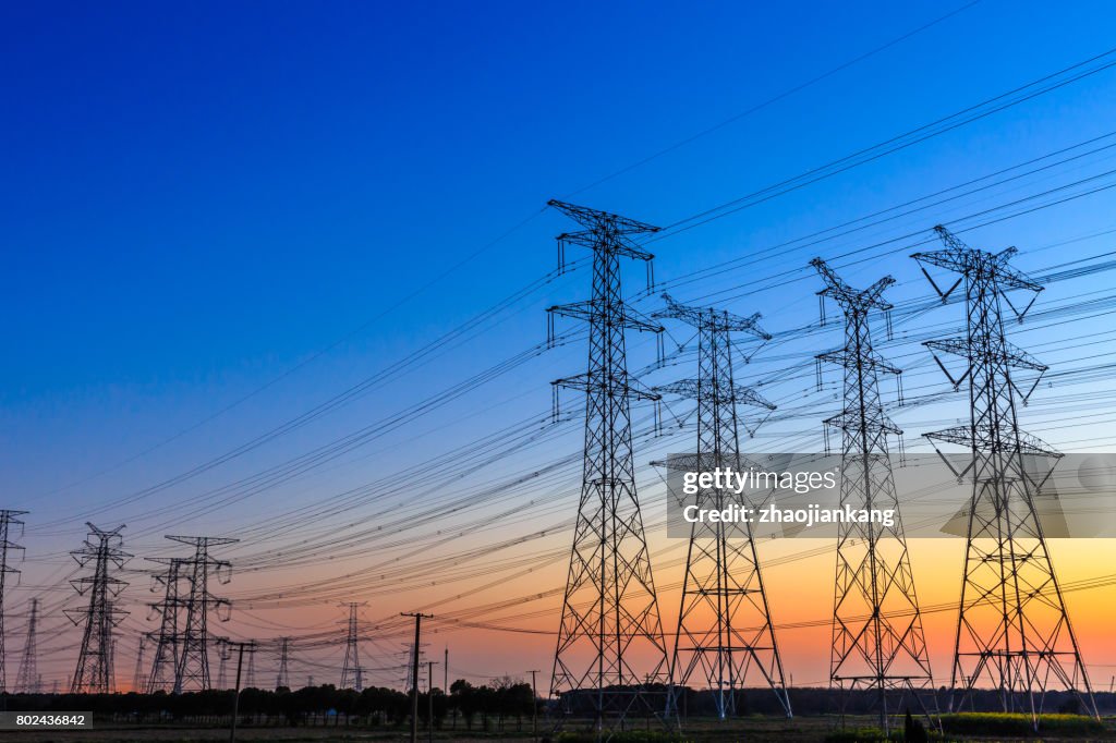 High voltage post,High voltage tower sky background
