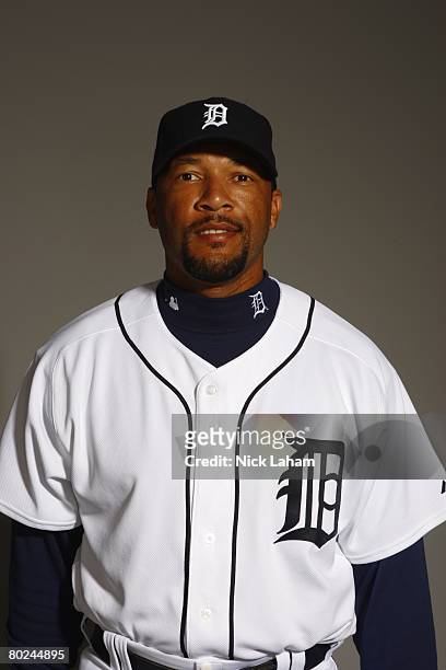 Gary Sheffield of the Detroit Tigers poses for a portrait during Photo Day on February 23, 2008 at Joker Marchant Stadium in Lakeland, Florida.
