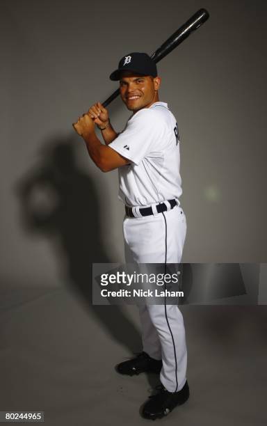 Ivan Rodriguez of the Detroit Tigers poses for a portrait during Photo Day on February 23, 2008 at Joker Marchant Stadium in Lakeland, Florida.