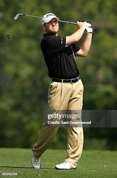 Troy Matteson hits on the 5th hole during the first round of the PODS Championship at Innisbrook Resort and Golf Club on March 6, 2008 in Tarpon...