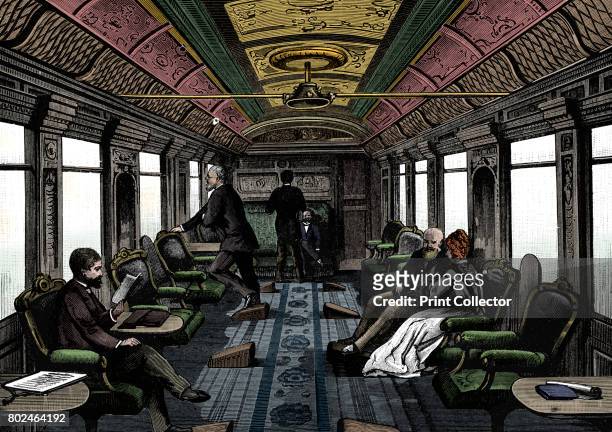 Saloon car on the Orient Express, c1895. Wood engraving published Leipzig. . Artist Unknown..