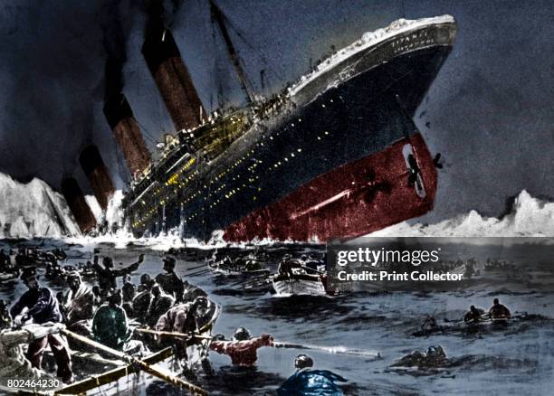 The sinking of SS Titanic, 14 April 1912. An artist's impression of the ship going down. Operated by the White Star Line, on 14 April 1912 SS Titanic...