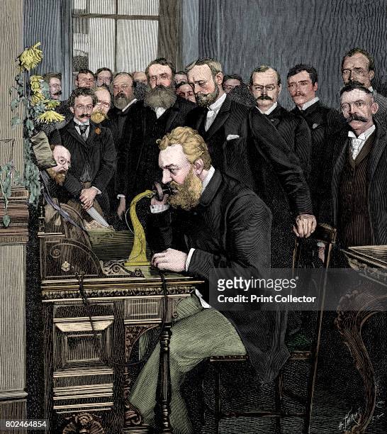 Alexander Graham Bell , Scottish-born American inventor, 1892. Bell patented the telephone in 1876. Here he is inaugurating the 1520 km telephone...