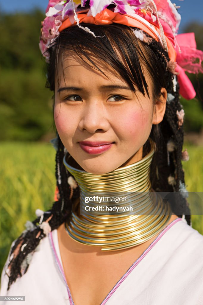 Portrait of woman from Long Neck Karen Tribe