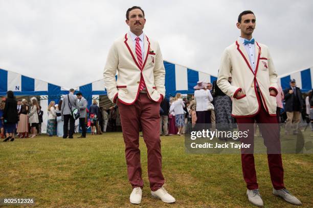 Spectators gather along the bank of the River Thames at the Henley Royal Regatta on June 28, 2017 in Henley-on-Thames, England. The five day Henley...