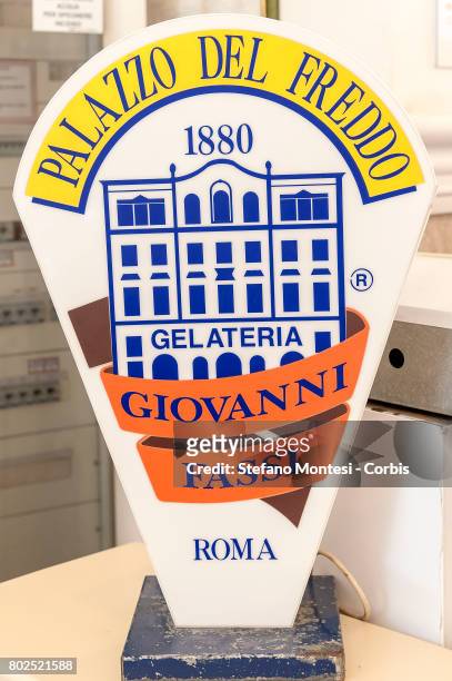 The sign of the Palazzo del Freddo, means Palace of the Cold, di Giovanni Fassi is the oldest gelateria in Rome, from 1880. In summer the ice cream...