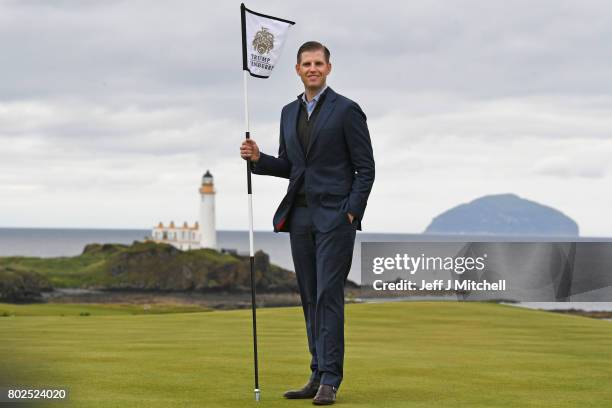 Eric Trump attends the opening Trump Turnberry's new golf course the King Robert The Bruce course on June 28, 2017 in Turnberry, Scotland. Formerly...