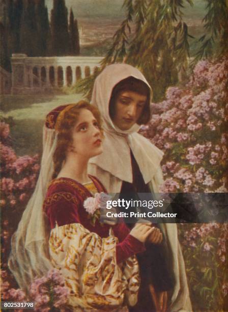 Dante Aligheri - Dante and Beatrice in the Garden', c1925. Dante Alighieri, , Italian poet. From Cassell's Romance of Famous Lives, Volume 1 by...