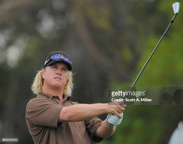 Charley Hoffman tees off on the seventh hole during the second round of the Arnold Palmer Invitational at Bay Hill Club and Lodge on March 14, 2008...