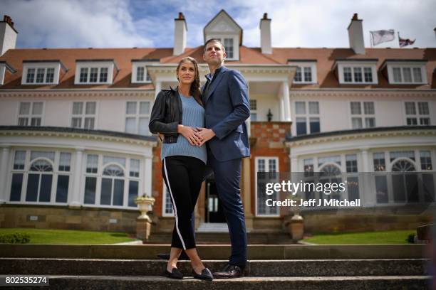 Eric Trump and his wife Lara attend the opening Trump Turnberry's new golf course the King Robert The Bruce course on June 28, 2017 in Turnberry,...