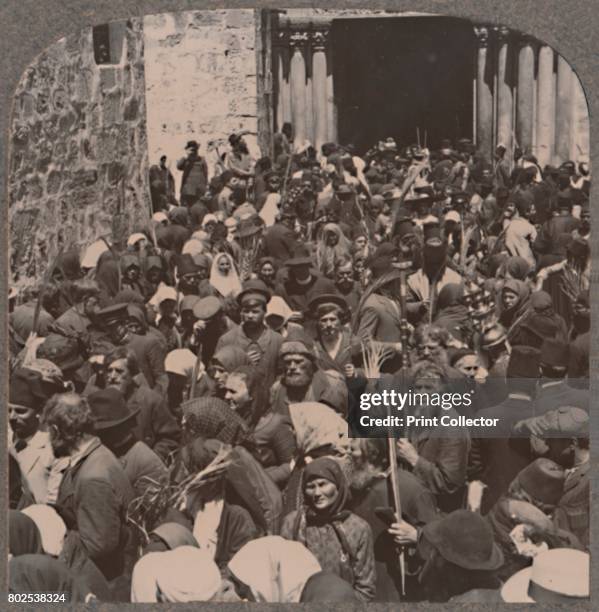 Palm Procession leaving the Church of the Holy Sepulchure', c1900. From Journey in All Lands - Palestine. [Realistic Travels, London, Cape Town,...