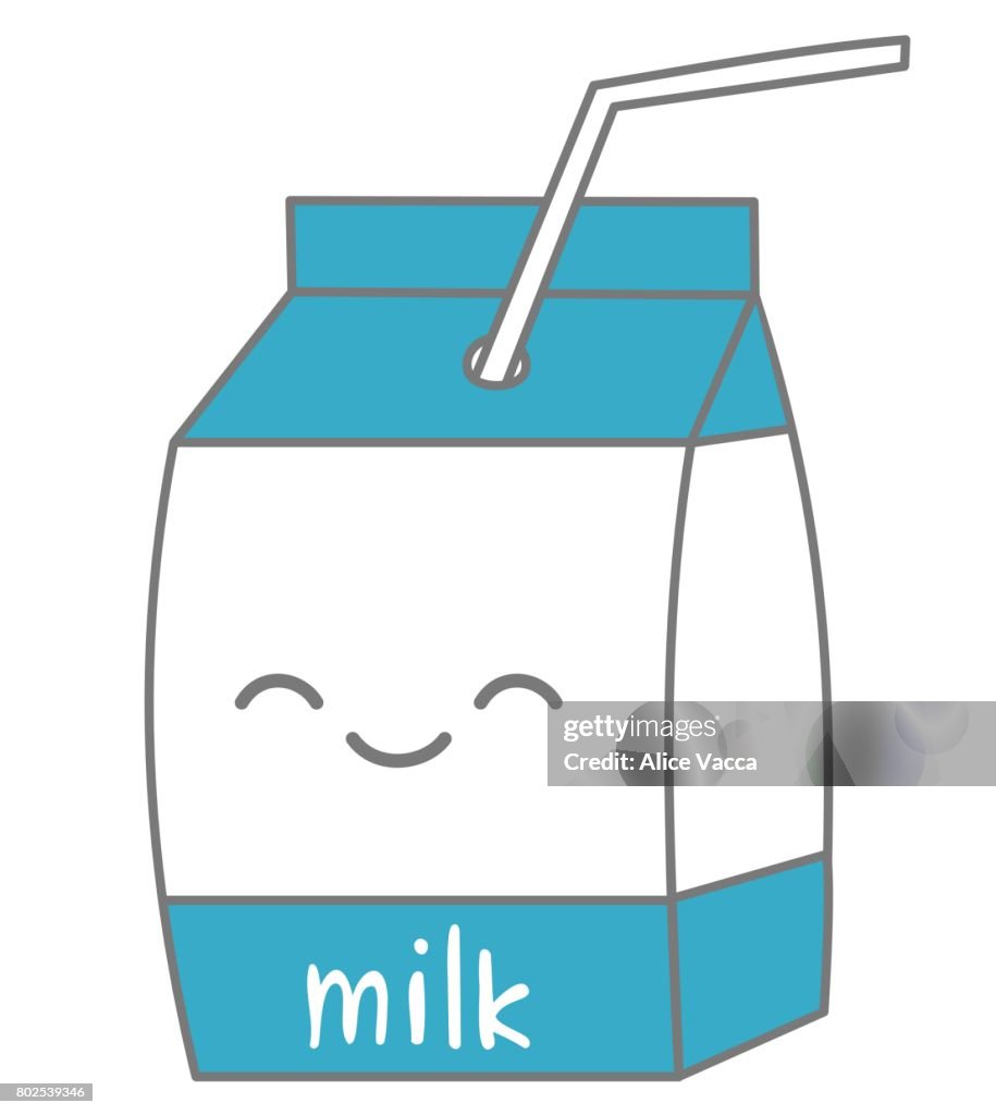 Cute Cartoon Milk Box Vector Illustration Isolated On White Background  High-Res Vector Graphic - Getty Images