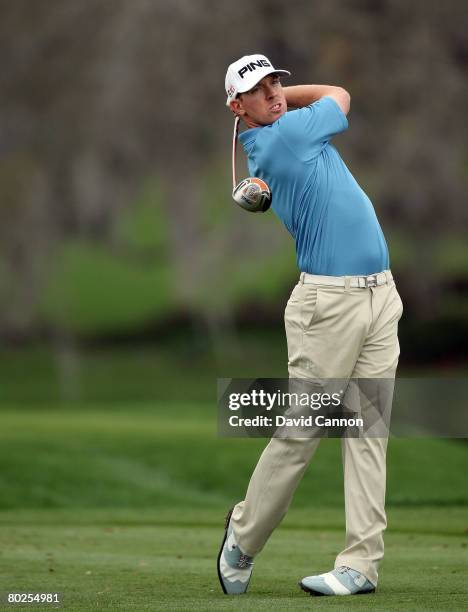 Hunter Mahan II of the U.S. Hits his tee shot at the 16th hole during the second round of the 2008 Arnold Palmer Invitational presented by Mastercard...