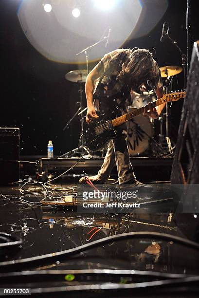 Guitarist/singer Hardy Morris of Dead Confederate performs onstage during day 1 of the 6th Annual Langerado Music Festival at Big Cypress Seminole...
