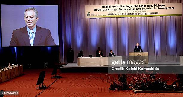 Former UK Prime Minister Tony Blair attends the G20 Gleneagles Dialogue at Makuhari Messe on March 15, 2008 in Chiba, Japan. The summit includes...