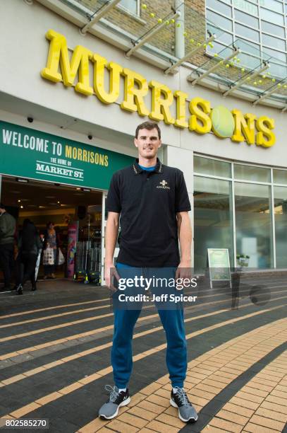 Jamie Murray visits Morrisons, which has been renamed 'Murrisons' in honour of the tennis playing family, on June 28, 2017 in Wimbledon, England.