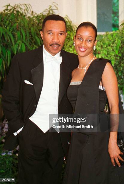 President and Chief Operating Officer of NAACP Kweisi Mfume and D''Andrea Lancelin arrive for a state dinner at the White House for South African...