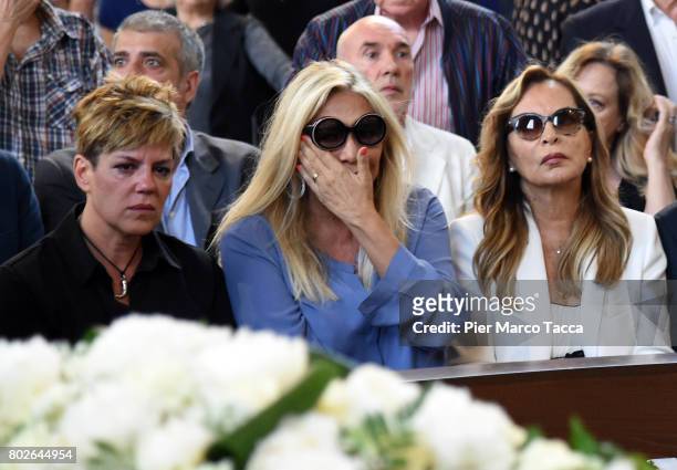 Mara Venier and Silvana Giacobini attend Paolo Limiti funeral services at the church of Santa Maria Goretti on June 28, 2017 in Milan, Italy. Paolo...
