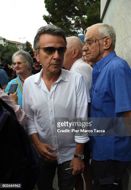 Enrico Ghinazzi, called Pupo attends the Paolo Limiti funeral services at the church of Santa Maria Goretti on June 28, 2017 in Milan, Italy. Paolo...
