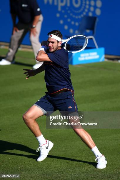 Cameron Norrie of Great Britain in action during his first round match against Horacio Zeballos of Argentina during day two of the Aegon...