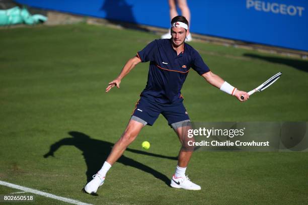 Cameron Norrie of Great Britain in action during his first round match against Horacio Zeballos of Argentina during day two of the Aegon...