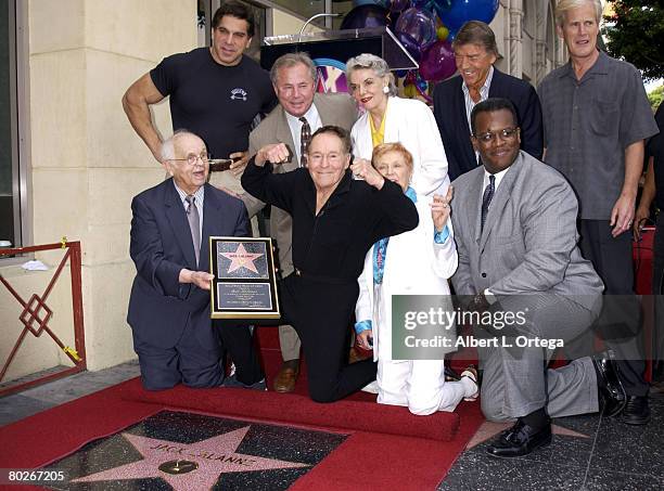 Lou Ferrigno, guest, Jane Russell, Mickey Hargitay, Keith Morrison, Johnny Grant, Jack LaLanne and wife Elaine