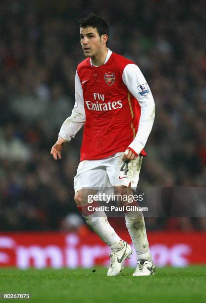 Cesc Fabregas of Arsenal in action during the Barclays Premier League match between Arsenal and Middlesbrough held at the Emirates Stadium on March...