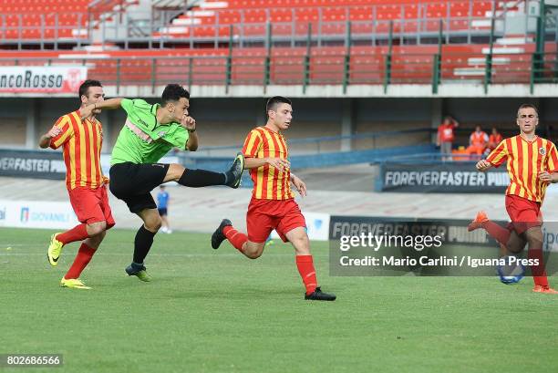 Lorenzo Calderone of Calcio Sicilia scores his team's second goal during the U17 Amateur Final match between San Michele Virtus v Calcio Sicilia at...