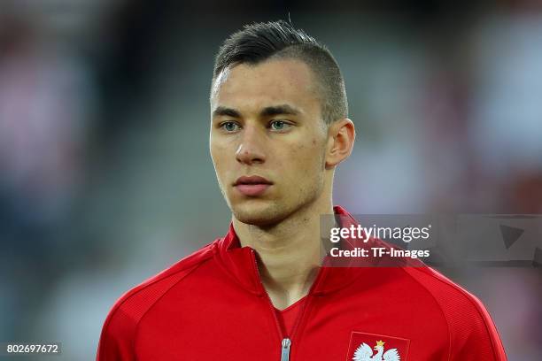 Jaroslaw Jach of Poland looks on during the UEFA European Under-21 Championship Group A match between England and Poland at Kielce Stadium on June...