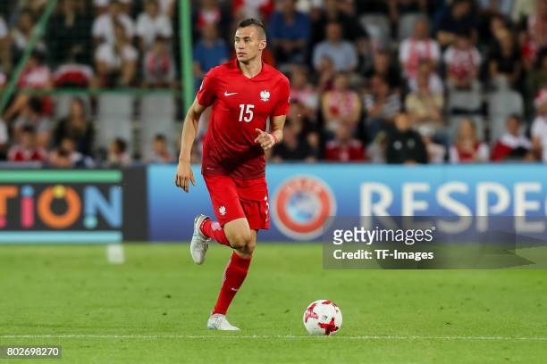 Jaroslaw Jach of Poland in action during the UEFA European Under-21 Championship Group A match between England and Poland at Kielce Stadium on June...