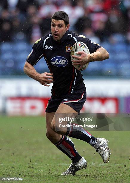 Wigan's Trent Barrett during the Engage Super League match between Huddersfield Giants v Wigan Warriors at the Galpharm Stadium on March 16, 2008 in...