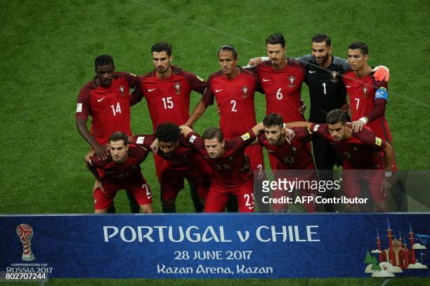 Portugal's national football team players Portugal's midfielder William, midfielder Andre Gomes, defender Bruno Alves, Portugal's defender Jose Fonte...