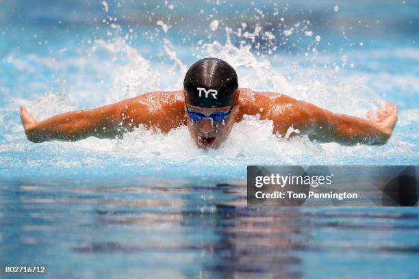 Tom Shields competes in a Men's 50 LC Meter Butterfly heat race during the 2017 Phillips 66 National Championships & World Championship Trials at...