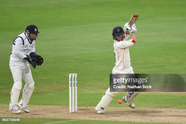 Alex Davies of Lancashire batting during the Specsavers County Championship Division One match between Warwickshire and Lancashire at Edgbaston on...