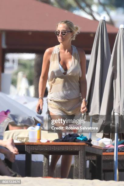 Alex Gerrard is seen while on holiday with husband Steven Gerrard and children on June 28, 2017 in Ibiza, Spain.