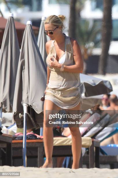 Alex Gerrard is seen while on holiday with husband Steven Gerrard and children on June 28, 2017 in Ibiza, Spain.