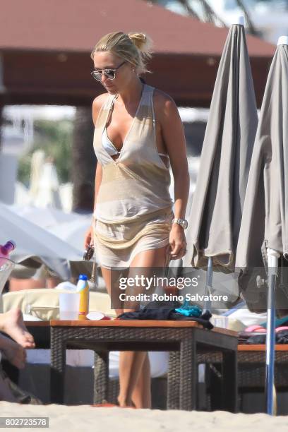 Alex Gerrard is seen while on holiday with husband Steven Gerrard and children on June 28, 2017 in Ibiza, Spain.