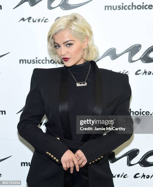 Bebe Rexha visits Music Choice on June 28, 2017 in New York City.