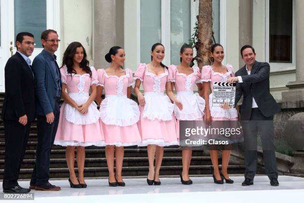 The cast poses during the presentation of the Mexican TV Series 'Las Malcriadas' on June 27, 2017 in Mexico City, Mexico.