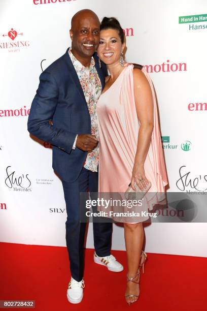 Yared Dibaba and his wife Fernanda de Sousa Dibaba attend the Emotion Award at Laeiszhalle on June 28, 2017 in Hamburg, Germany.